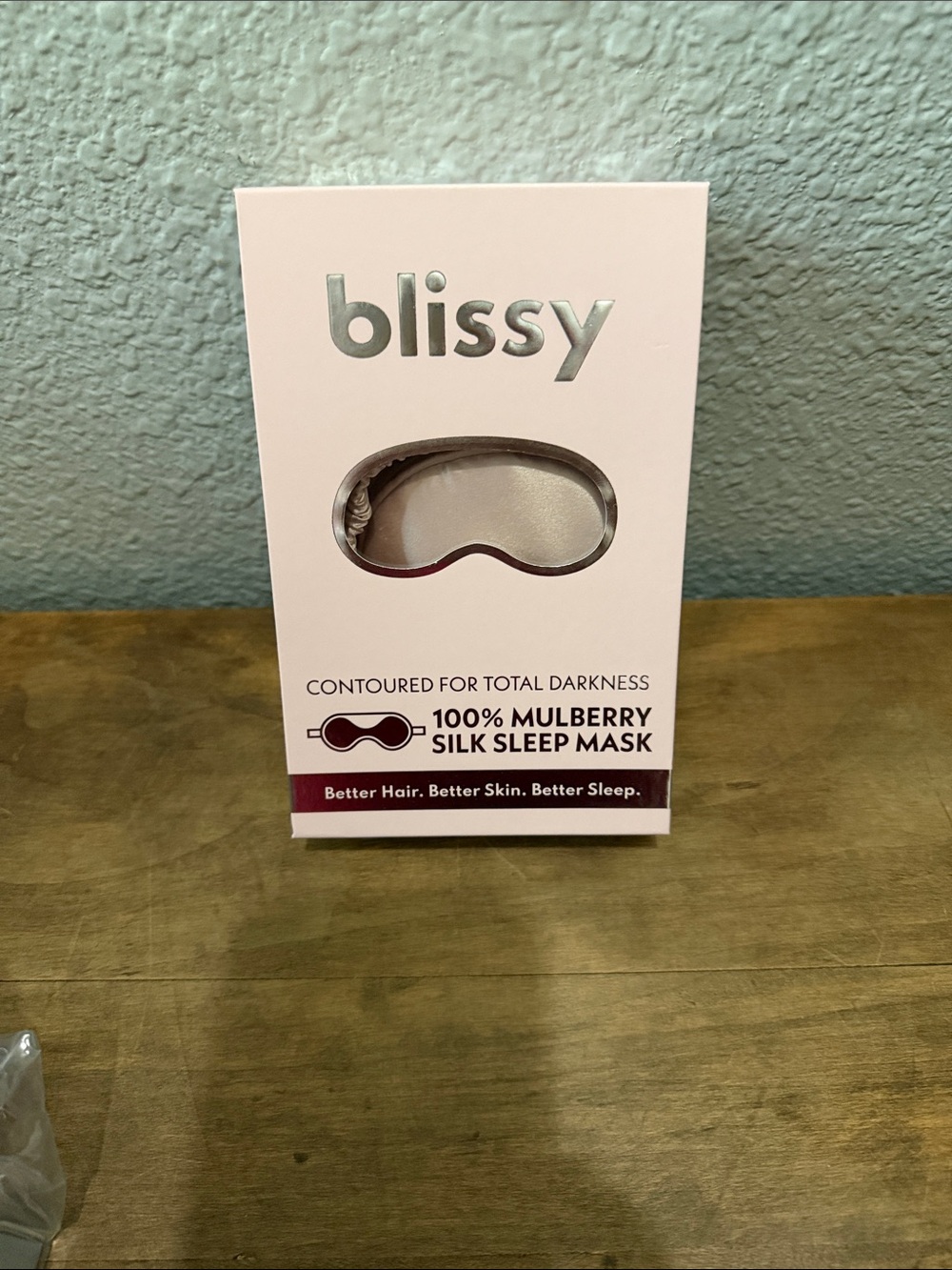 Bliss Mulberry Silk Sleep Mask - Pale Pink Contoured for Total Darkness NEW